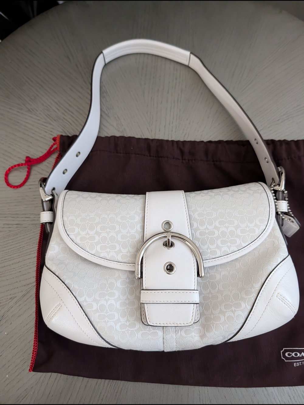 Vintage Coach White Signature Canvas Shoulder Bag